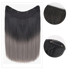 Ombre Long Straight Hair Pieces Synthetic Clip In Hair Extensions