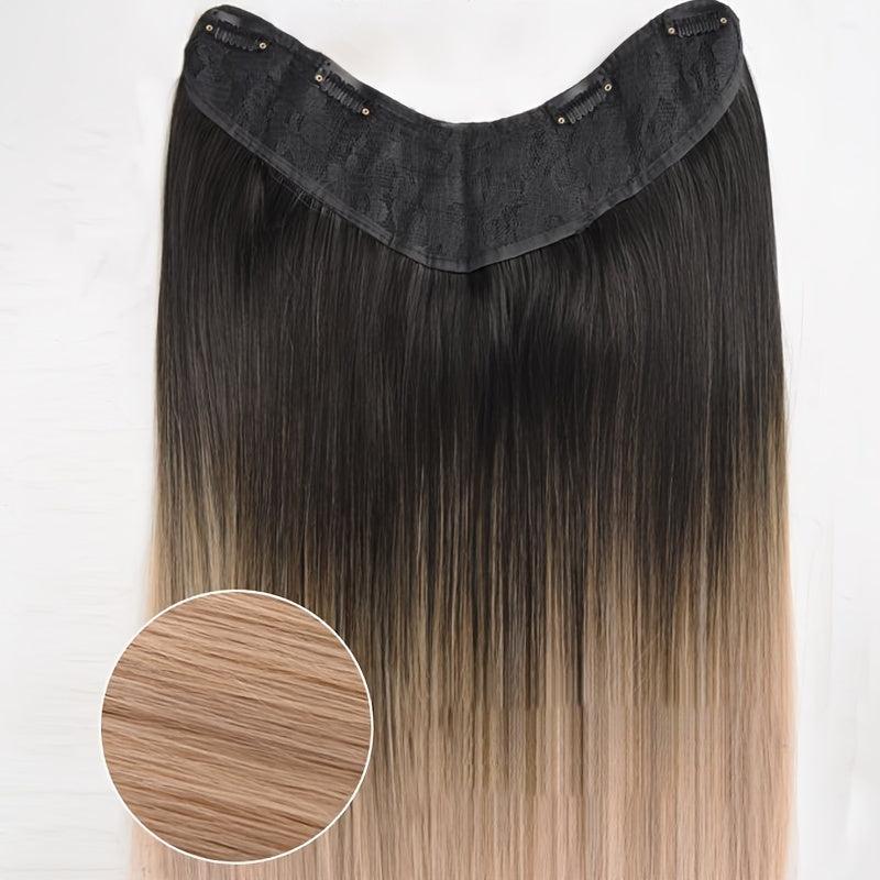Ombre Long Straight Hair Pieces Synthetic Clip In Hair Extensions