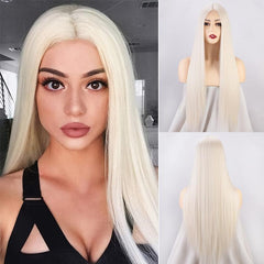 613 Blonde Lace Front Wig 76.2 cm Long Straight Synthetic Wig