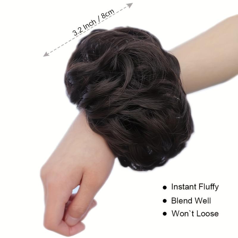 Messy Donut Hair Buns Updo Chignon with Elastic Hair Rope