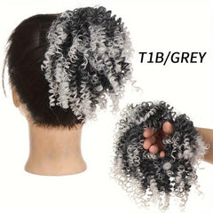 Afro Kinky Curly Ponytail Extensions Synthetic Hair Bun Updo with Elastic Band