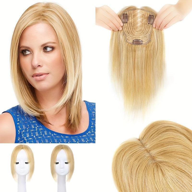 Blonde Human Hair Toppers for Women - Clip In Wiglets Top Hair Pieces