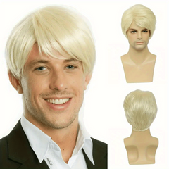 Men's Short Straight Wigs Synthetic Hair Replacement Wigs