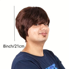 Men's Short Straight Wigs Synthetic Hair Replacement Wigs
