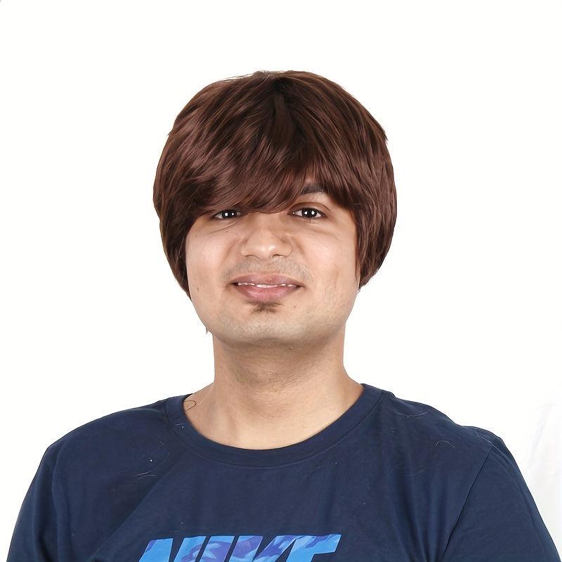 Men's Short Straight Wigs Synthetic Hair Replacement Wigs