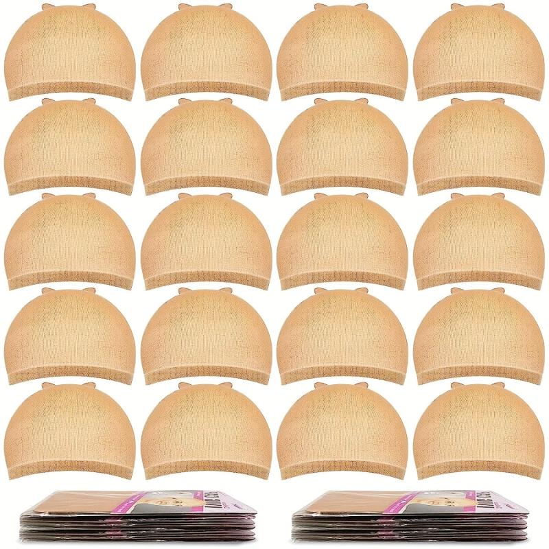 20pcs Brown Wig Caps Stocking Caps For Wigs Stretchy Nylon Wig Caps
