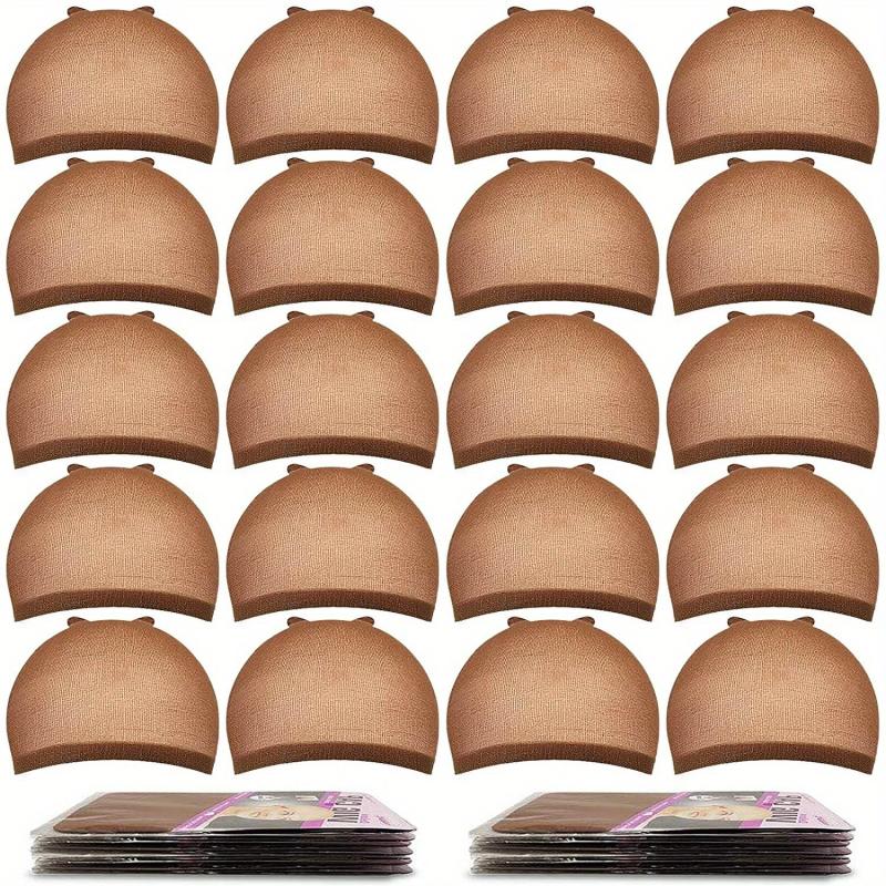 20pcs Brown Wig Caps Stocking Caps For Wigs Stretchy Nylon Wig Caps