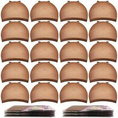 20pcs Brown Wig Caps Stocking Caps For Wigs Stretchy Nylon Wig Caps
