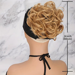 Natural Curly Messy Hair Bun Hair Piece with Rubber Band