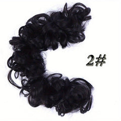 Natural Curly Messy Hair Bun Hair Piece with Rubber Band
