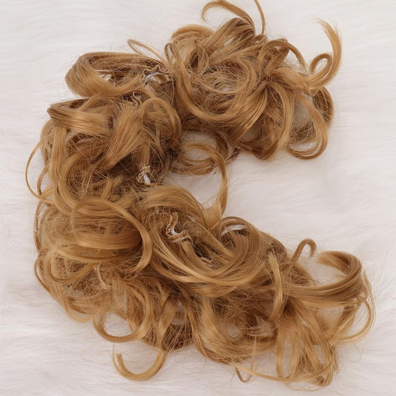 Natural Curly Messy Hair Bun Hair Piece with Rubber Band