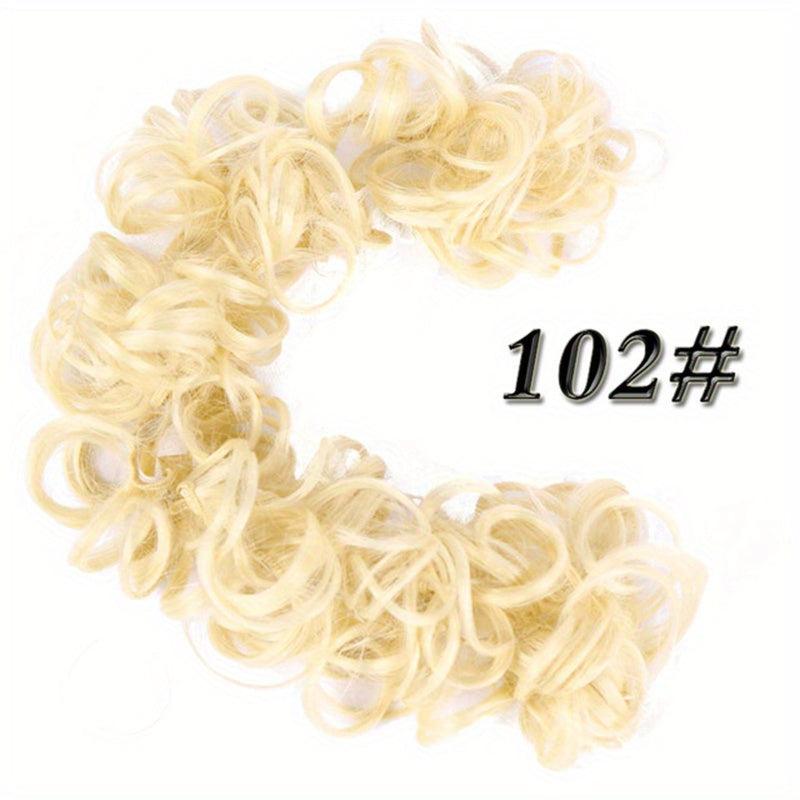 Natural Curly Messy Hair Bun Hair Piece with Rubber Band