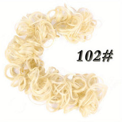 Natural Curly Messy Hair Bun Hair Piece with Rubber Band