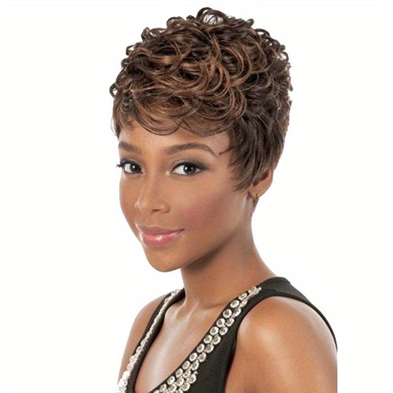 Short Curly Bob Cut Wig With Bangs Synthetic Wig Heat Resistant