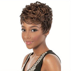 Short Curly Bob Cut Wig With Bangs Synthetic Wig Heat Resistant