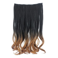 Wavy Clip In Hair Extensions 1 Piece Brown Blonde Ombre Curly Hairpiece