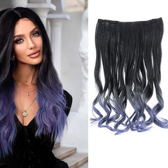 Wavy Clip In Hair Extensions 1 Piece Brown Blonde Ombre Curly Hairpiece