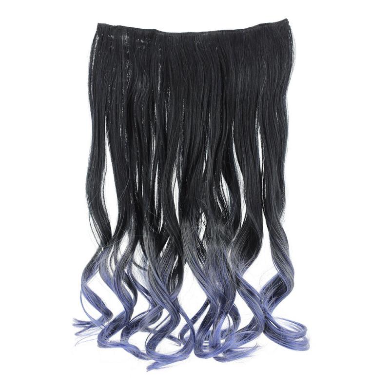 Wavy Clip In Hair Extensions 1 Piece Brown Blonde Ombre Curly Hairpiece