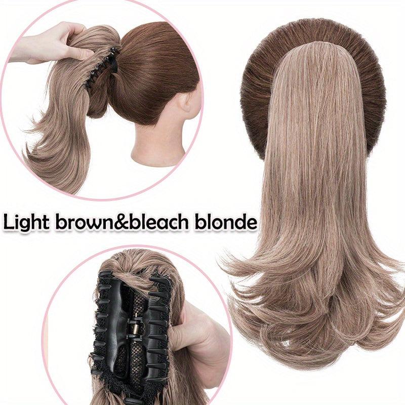 Medium Length Ponytail Hair Extensions with Drawstring and Claw Clip