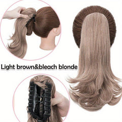 Medium Length Ponytail Hair Extensions with Drawstring and Claw Clip