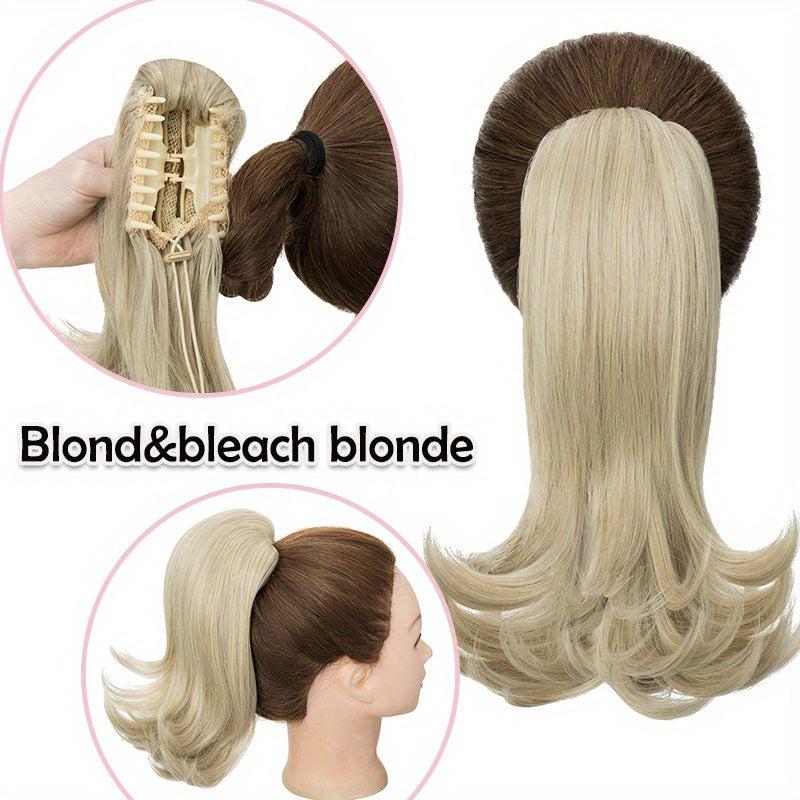 Medium Length Ponytail Hair Extensions with Drawstring and Claw Clip