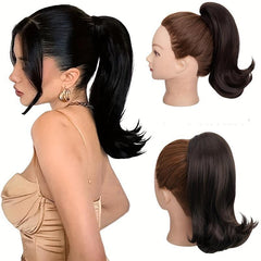 Medium Length Ponytail Hair Extensions with Drawstring and Claw Clip