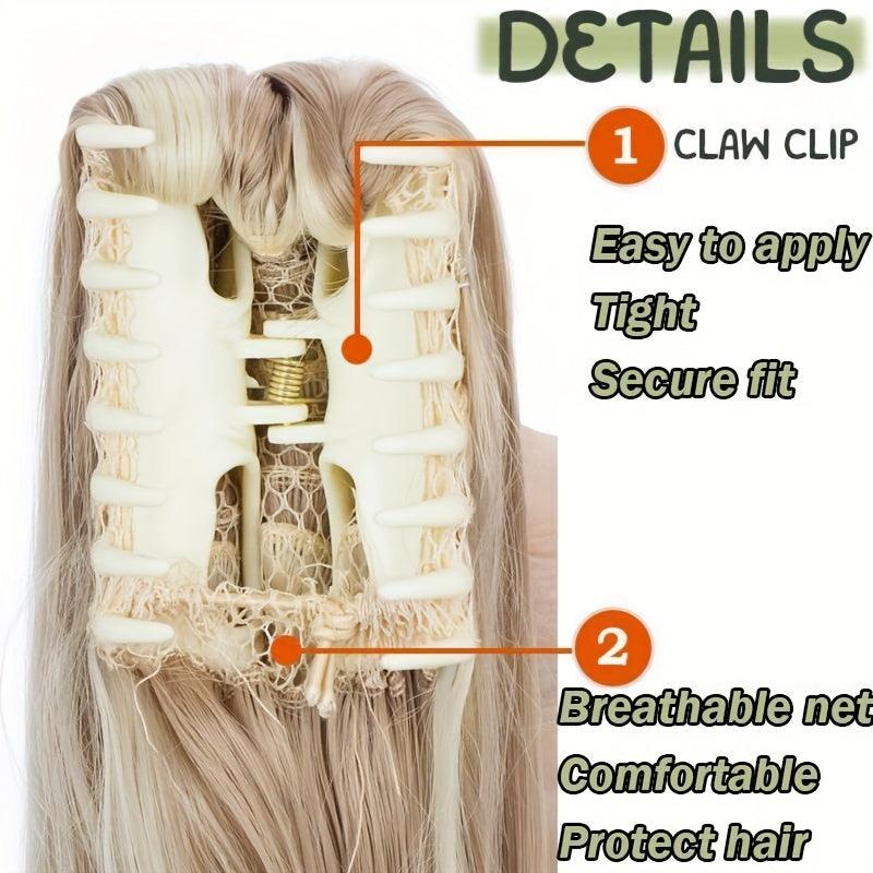Medium Length Ponytail Hair Extensions with Drawstring and Claw Clip