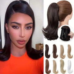 Medium Length Ponytail Hair Extensions with Drawstring and Claw Clip