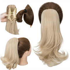 Medium Length Ponytail Hair Extensions with Drawstring and Claw Clip