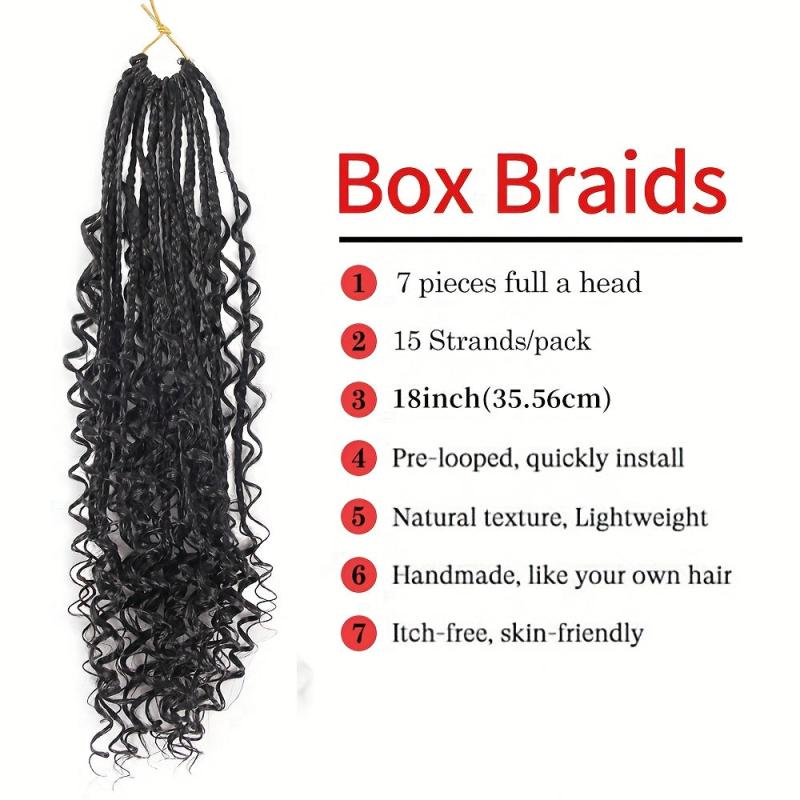 45 72 Cm Crochet Box Braids Extensions Curly Ends 3X Braids Ombre Hair For Women