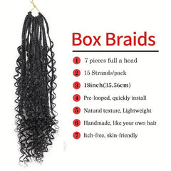 45 72 Cm Crochet Box Braids Extensions Curly Ends 3X Braids Ombre Hair For Women