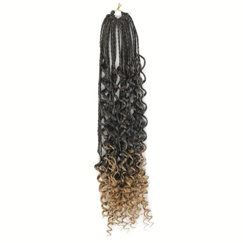 45 72 Cm Crochet Box Braids Extensions Curly Ends 3X Braids Ombre Hair For Women