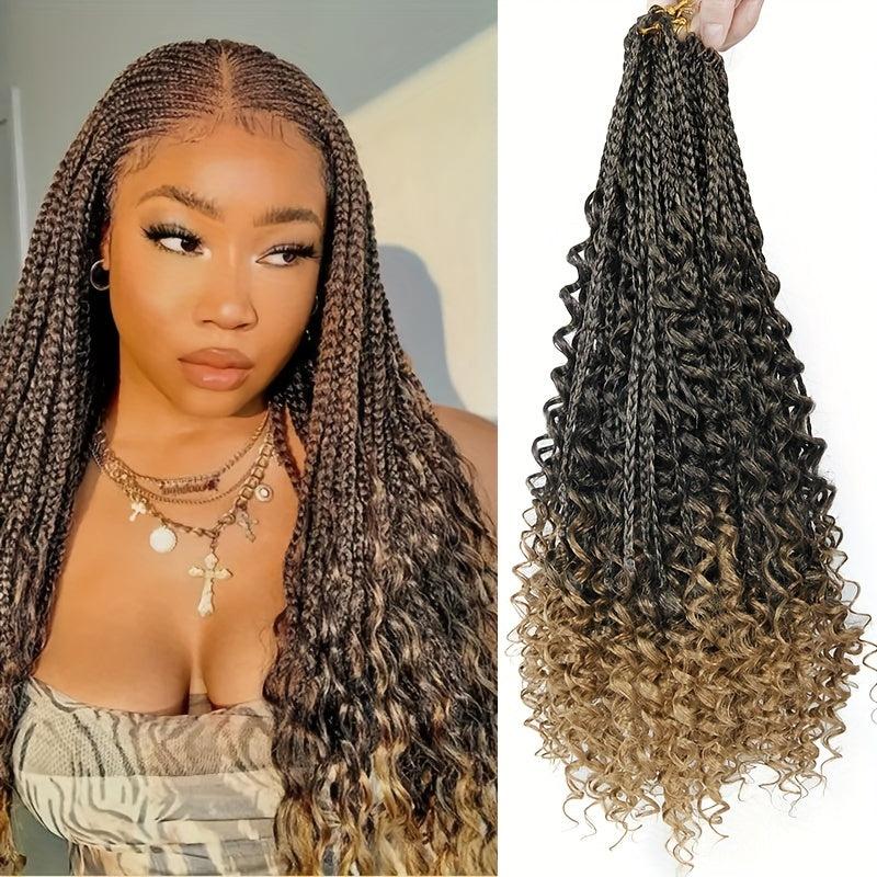 45 72 Cm Crochet Box Braids Extensions Curly Ends 3X Braids Ombre Hair For Women