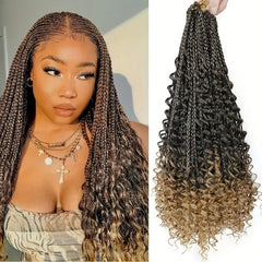 45 72 Cm Crochet Box Braids Extensions Curly Ends 3X Braids Ombre Hair For Women