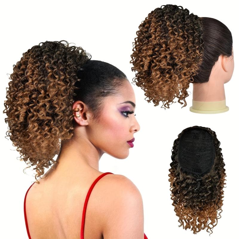 Curly Ponytail Extensions Synthetic Clip In Hair Natural Looking For Daily Use