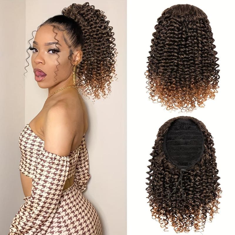 Curly Ponytail Extensions Synthetic Clip In Hair Natural Looking For Daily Use