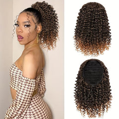 Curly Ponytail Extensions Synthetic Clip In Hair Natural Looking For Daily Use