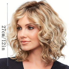 Short Curly Bob Wig Bangs Heat Resistant