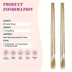 6 PCS Clip In Hair Extensions Baby Braids 55 Long Copper