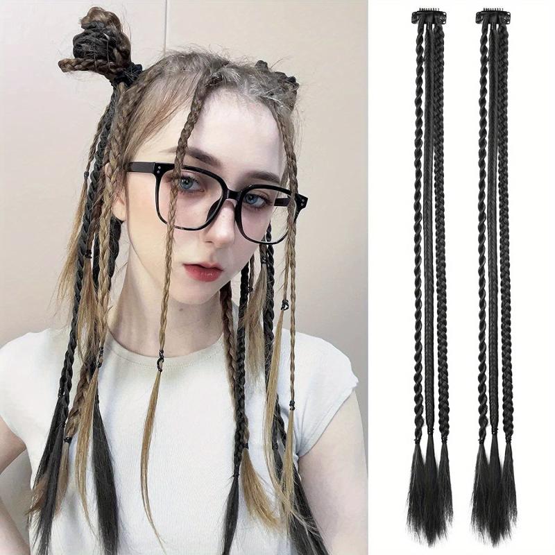 6 PCS Clip In Hair Extensions Baby Braids 55 Long Copper