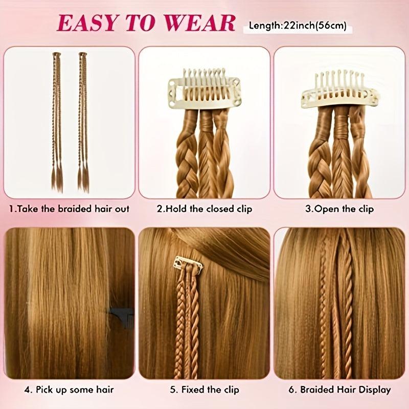 6 PCS Clip In Hair Extensions Baby Braids 55 Long Copper