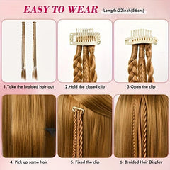6 PCS Clip In Hair Extensions Baby Braids 55 Long Copper