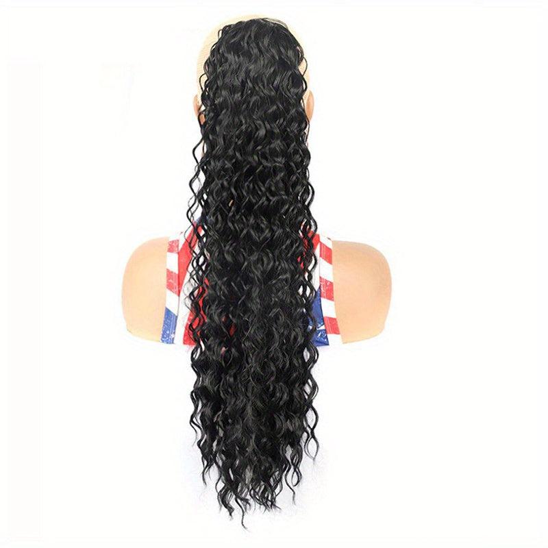 Long Curly Wavy Drawstring Ponytail Synthetic Clip In Hair Extensions