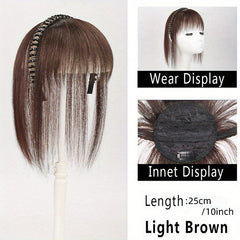 Straight Hairpiece w/ Bangs & Rhinestone Headband Daily Wear