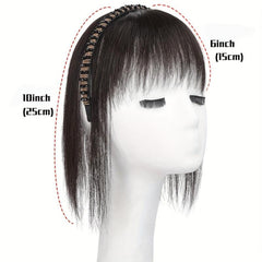 Straight Hairpiece w/ Bangs & Rhinestone Headband Daily Wear