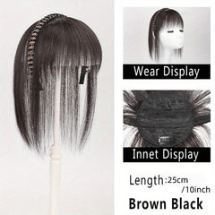 Straight Hairpiece w/ Bangs & Rhinestone Headband Daily Wear