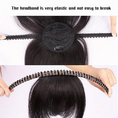 Straight Hairpiece w/ Bangs & Rhinestone Headband Daily Wear