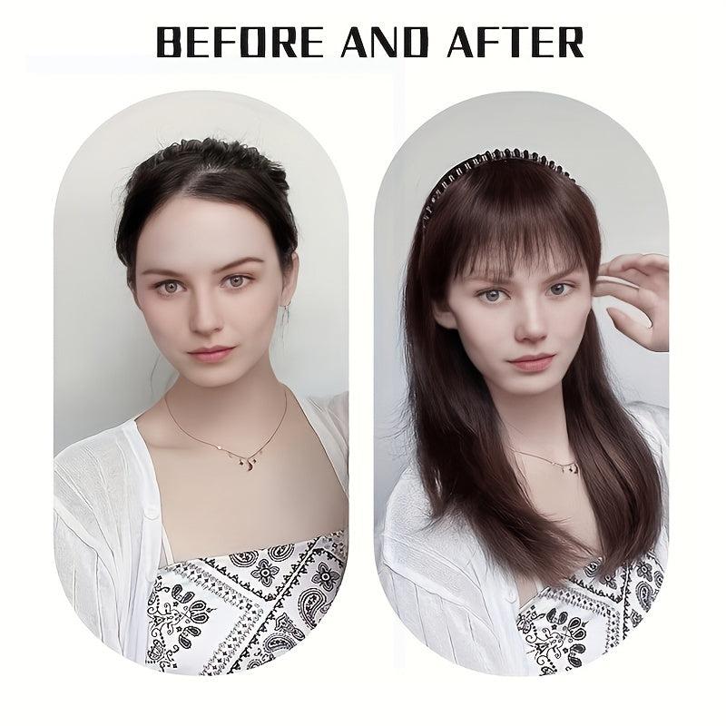 Straight Hairpiece w/ Bangs & Rhinestone Headband Daily Wear