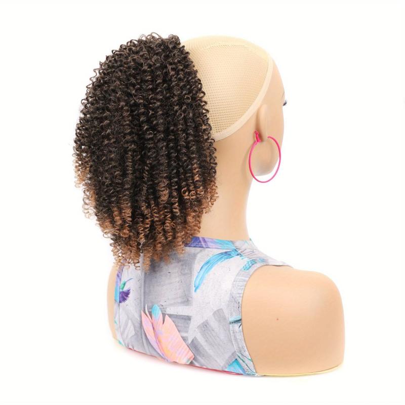 Kinky Curly Ponytail Extension 25.4 cm Drawstring Afro Curly Synthetic Hairpiece