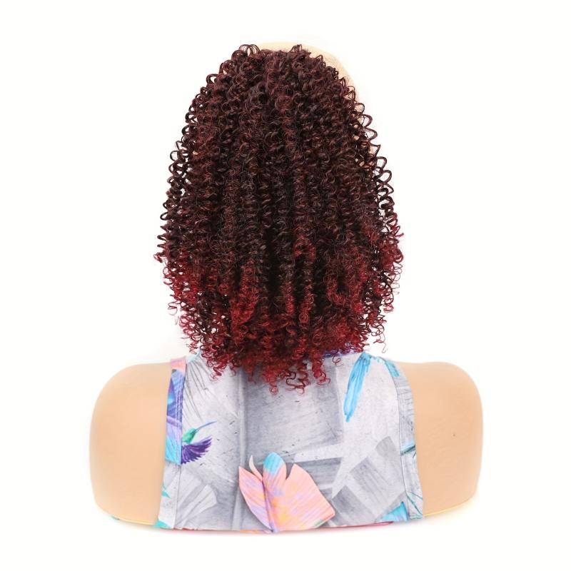 Kinky Curly Ponytail Extension 25.4 cm Drawstring Afro Curly Synthetic Hairpiece